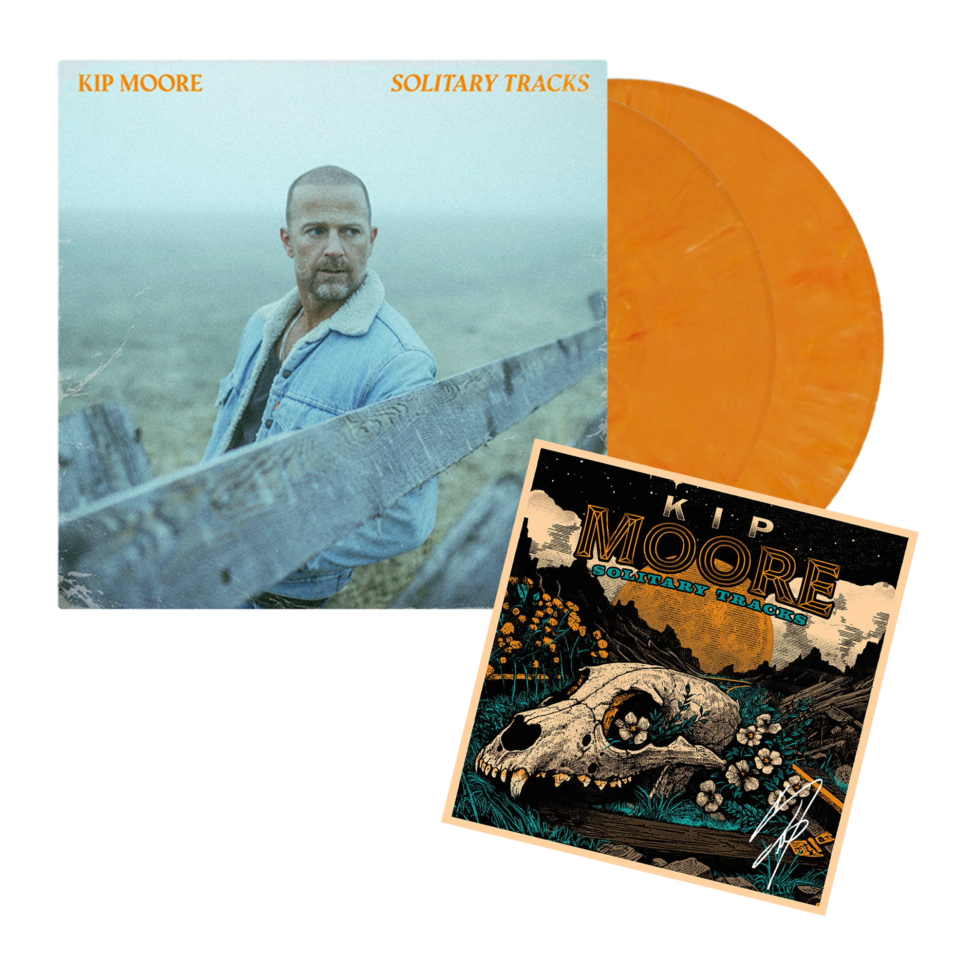 Solitary Tracks: Orange Citrus Mix Vinyl 2LP + Signed Art Card